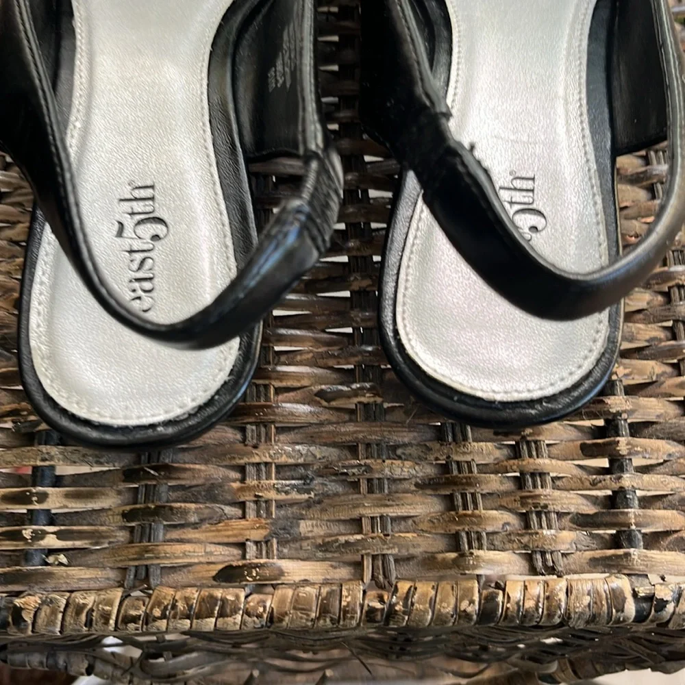 EAST 5TH women’s black sling‎ back low wedge heel open toe sandal size 7.5